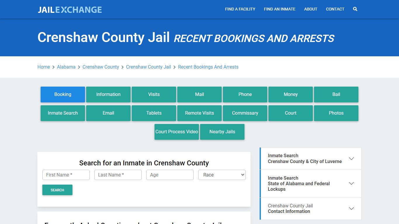 Crenshaw County Jail Recent Bookings And Arrests - Jail Exchange