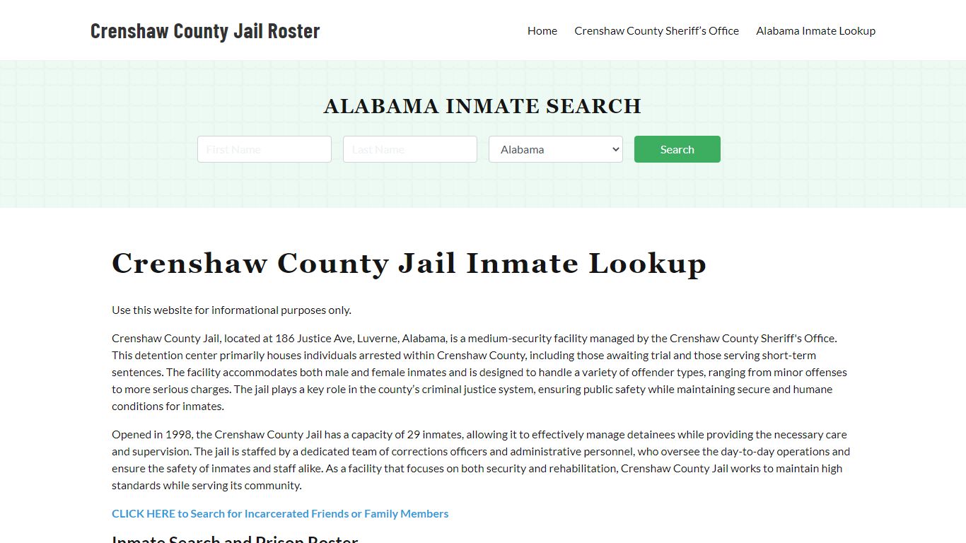 Crenshaw County Jail Roster Lookup, AL, Inmate Search